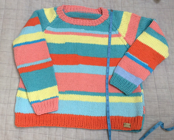 Hand Knitted Random Stripe Jumper