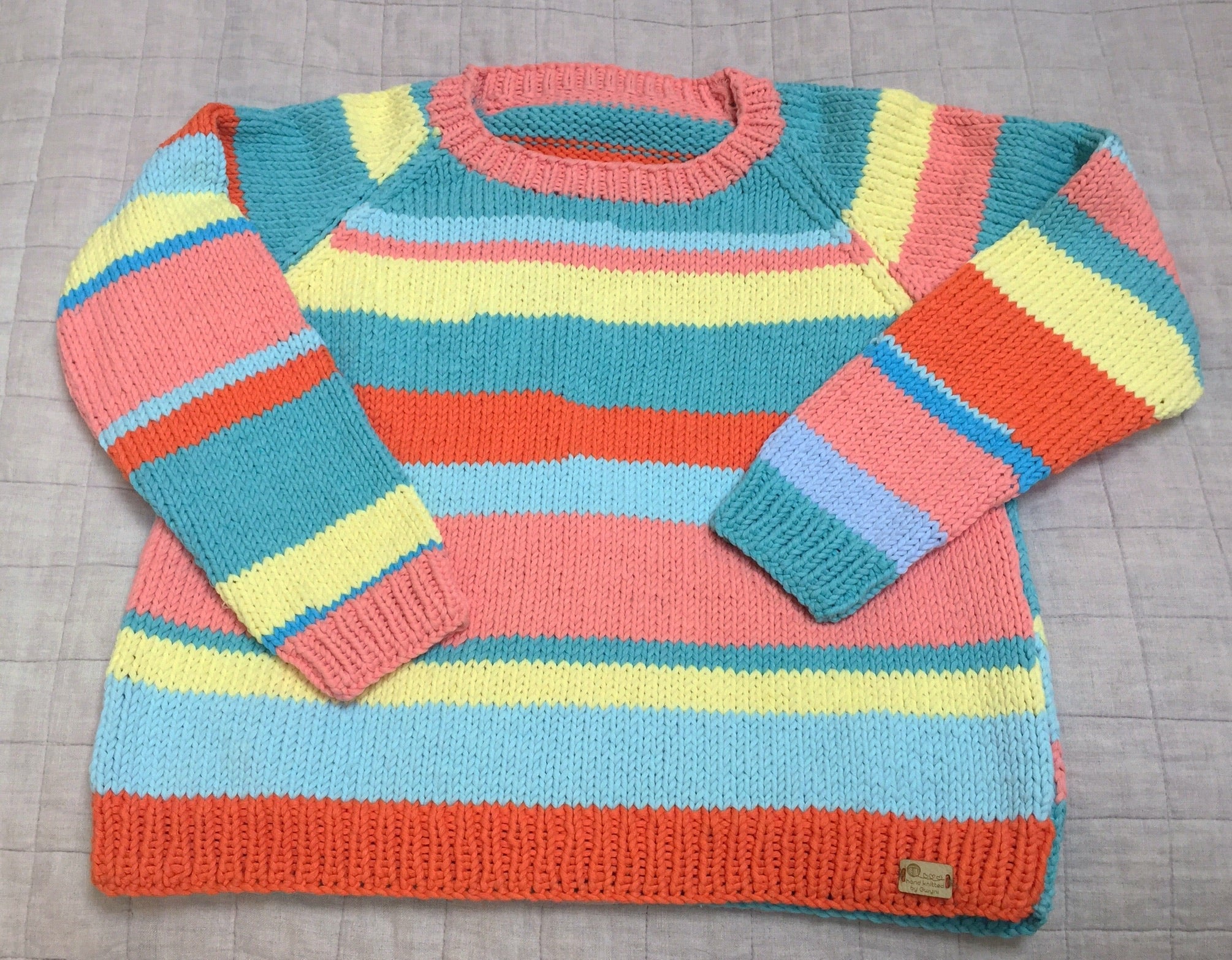 Hand Knitted Random Stripe Jumper